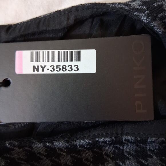 PINKO Black & Gray Houndstooth Wool Blend Sleeveless Mini Dress preppy Sz 4 NWT - Picture 8 of 13